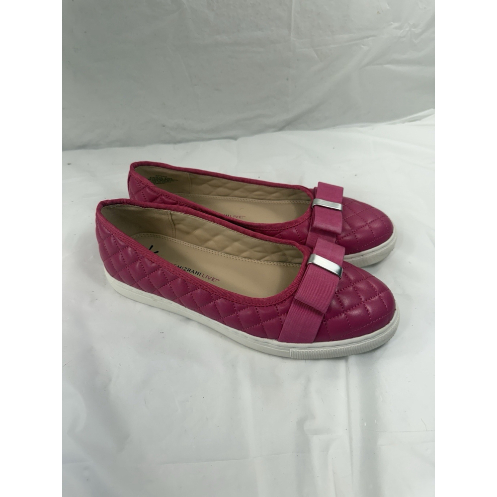Isaac Mizrahi Live Kaitlyn Quilted Leather Flats Size 8.5 Pink Shoes - Picture 3 of 15